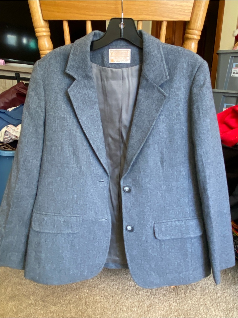 Pendleton Wool Blazer Size 12 Gray Pure Virgin Wool Jacket